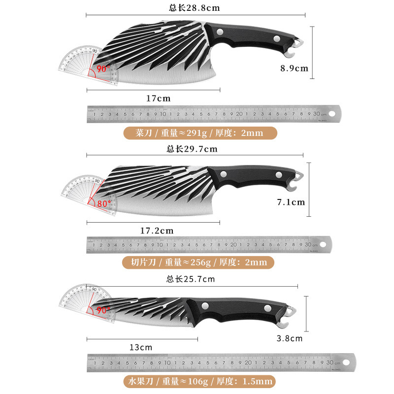 Cuchillo de cocina de acero inoxidable cuchillo de cocina de corte de dormitorio cuchillo de cocina forjado cuchillo de cocina afilado martillo corte