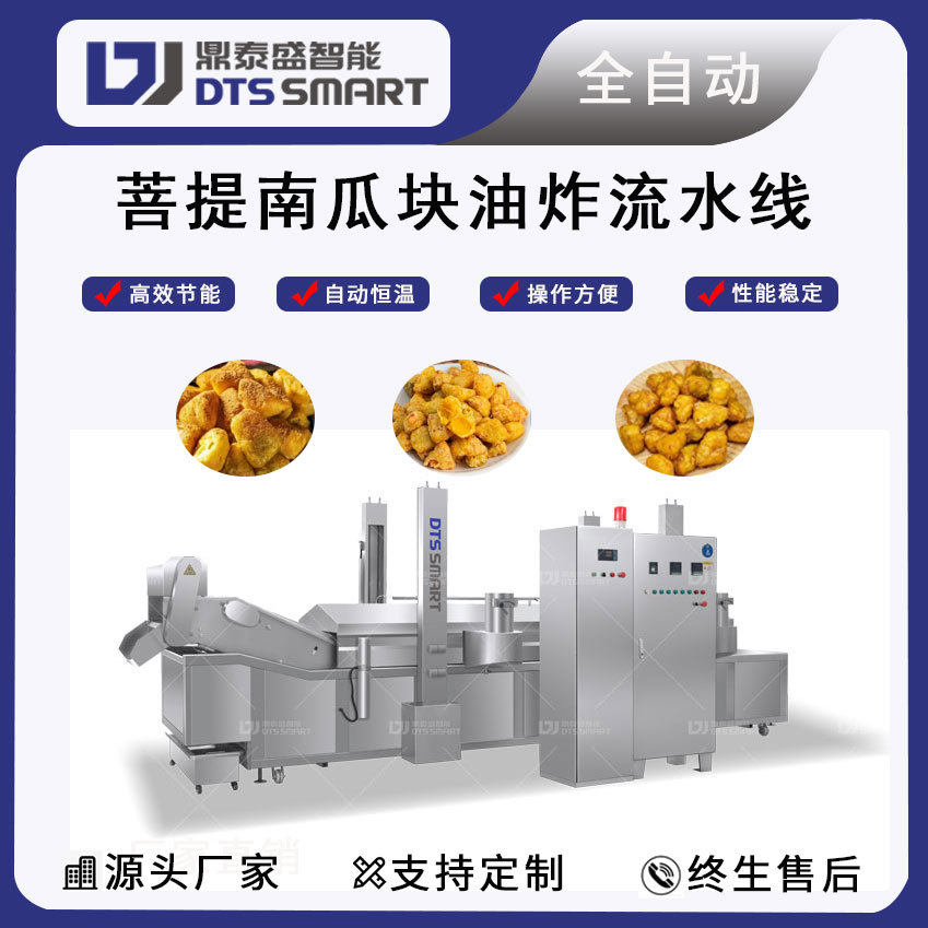 línea de producción de fritura de calabaza bodhi envasado en polvo equipo de fritura línea de producción de fritura de calabaza totalmente automática freidora