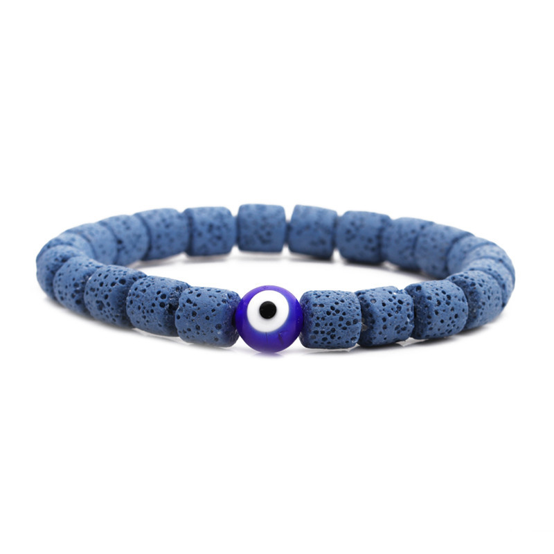 19g Weight No Inlaid Inlay Material Bracelets Classification Housewarming, Anniversary, Business, Wedding, Travel, Birthday, Festival Occasion Devil'S Eye Pattern Unisex Gender Fashion Style Dark Blue, White, Red, Green, Blue, Black Color Volcanic Stone Bracelet 13
