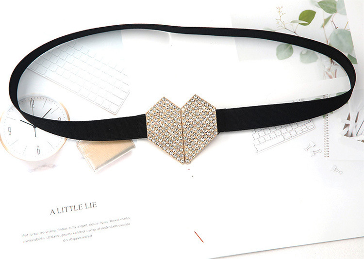 Basic Style White, Black Color Women's Thin Waistband 2022 New Heart Diamond Suit Waistband Decoration