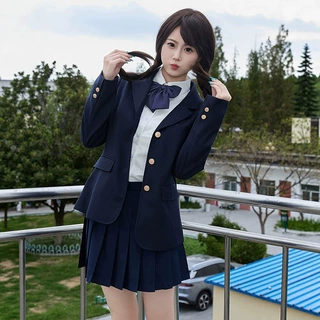 日系学院风 JK 制服套装中裙西装外套领结衬衣百褶裙 团体演出服