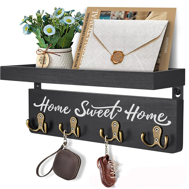 Amazon sala de estar colgante de madera pared colgante de pared estante de almacenamiento colgante de llaves de puerta de entrada marco de madera