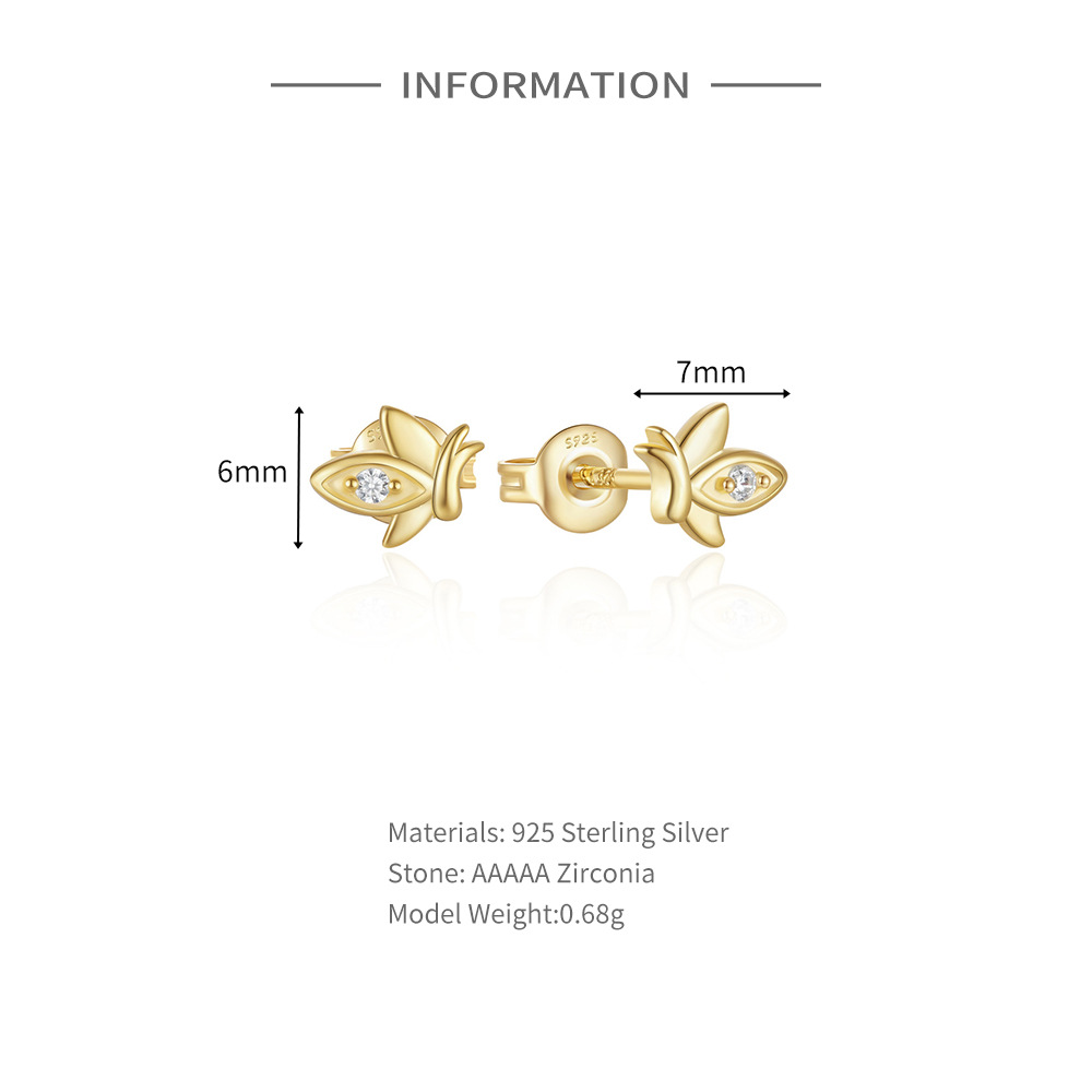 1 Pair Simple Style Cactus Moon Flower Plating Inlay Sterling Silver Zircon 18k Gold Plated Ear Studs display picture 2