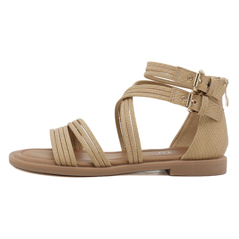 K9001-3 nuevo 2024 tamaño europeo y americano (35-42) Punta abierta de fondo grueso de fondo suave Cruz sandalias romanas