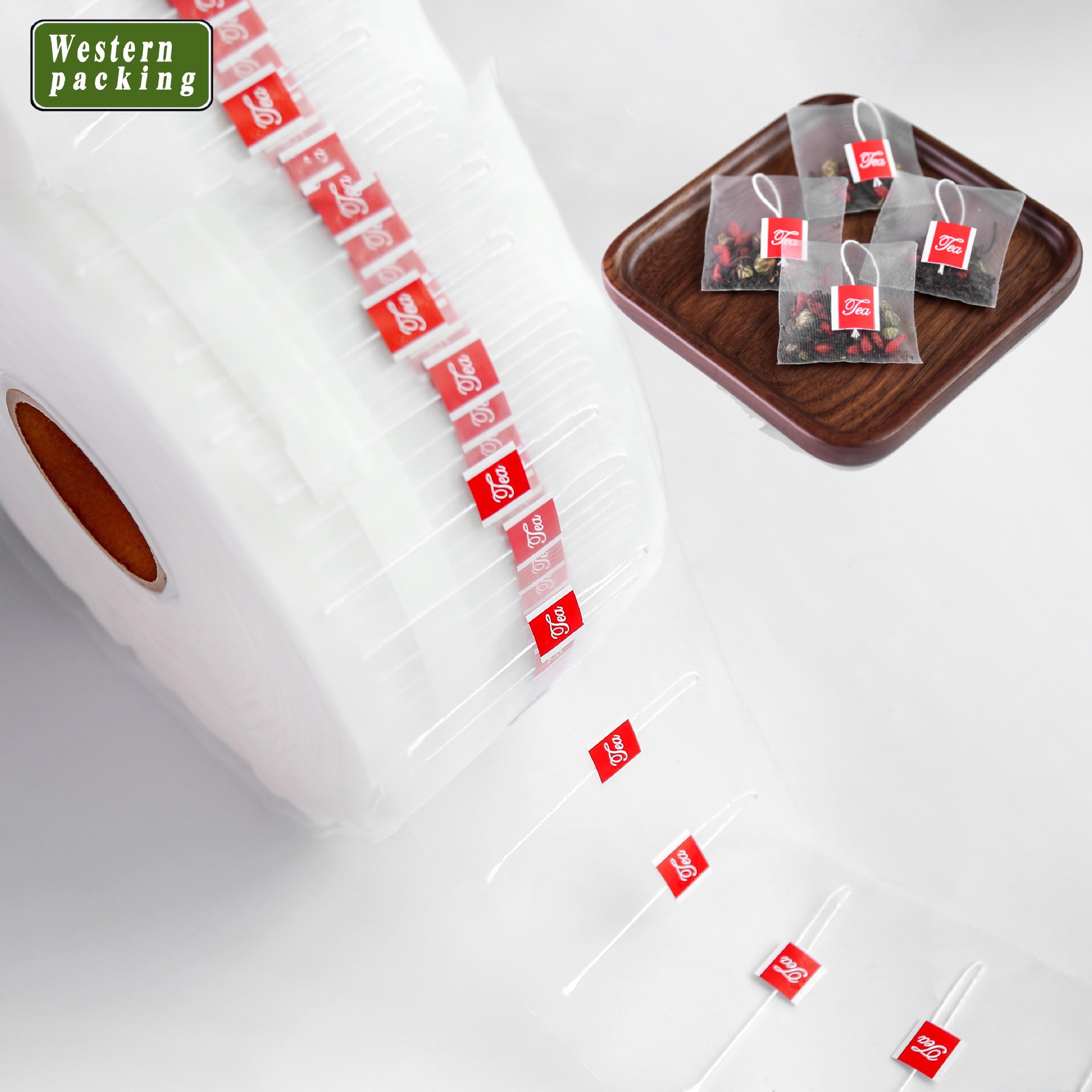 带线带标袋泡水果花茶尼龙卷膜食品级超声波透明丝网包装袋卷材