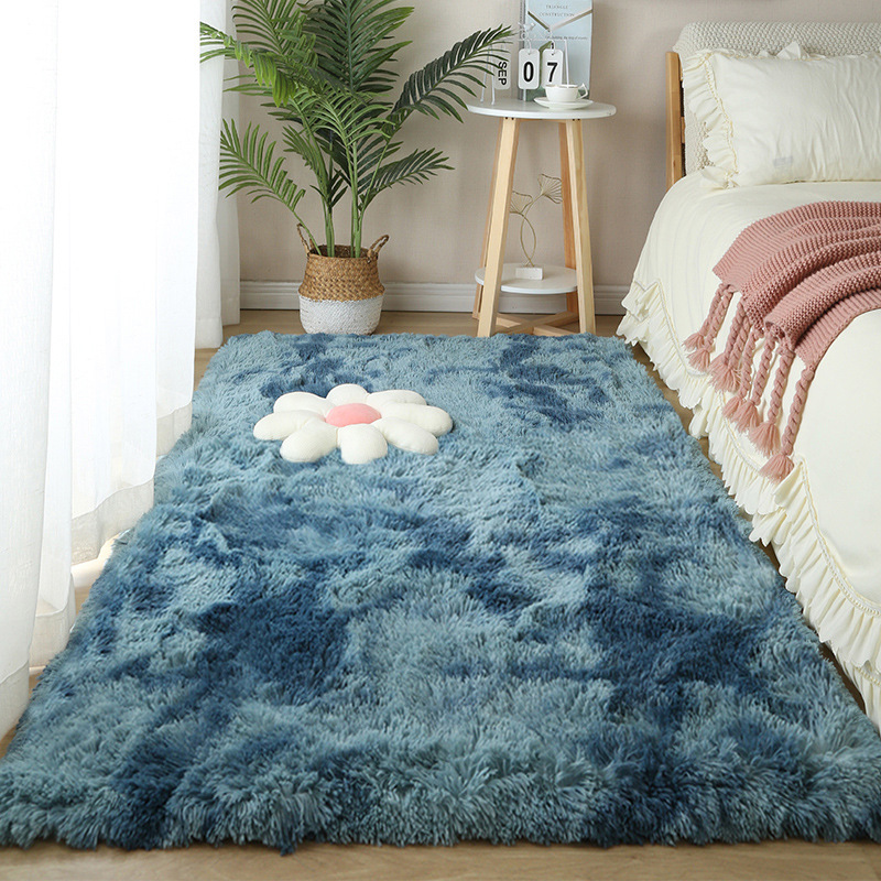 Alfombra mullida para dormitorio – tapete largo junto a la cama o sala, felpa suave, estilo acogedor