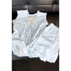 女の子の甘い水玉模様のノースリーブパジャマ女性の夏の2025新しいベストショーツホーム服セット外出用