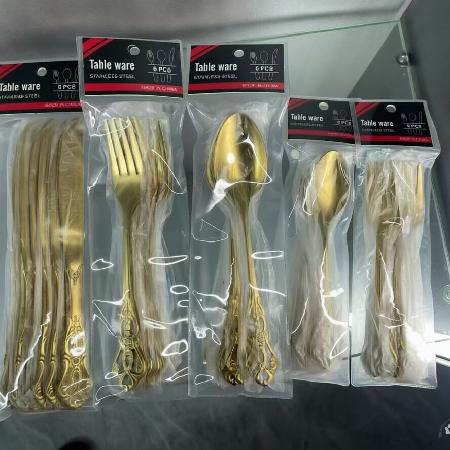 Juego de Cubiertos de Acero Inoxidable 6pcs de Acero Inoxidable Pulido Espejo para Hotel y Bodas