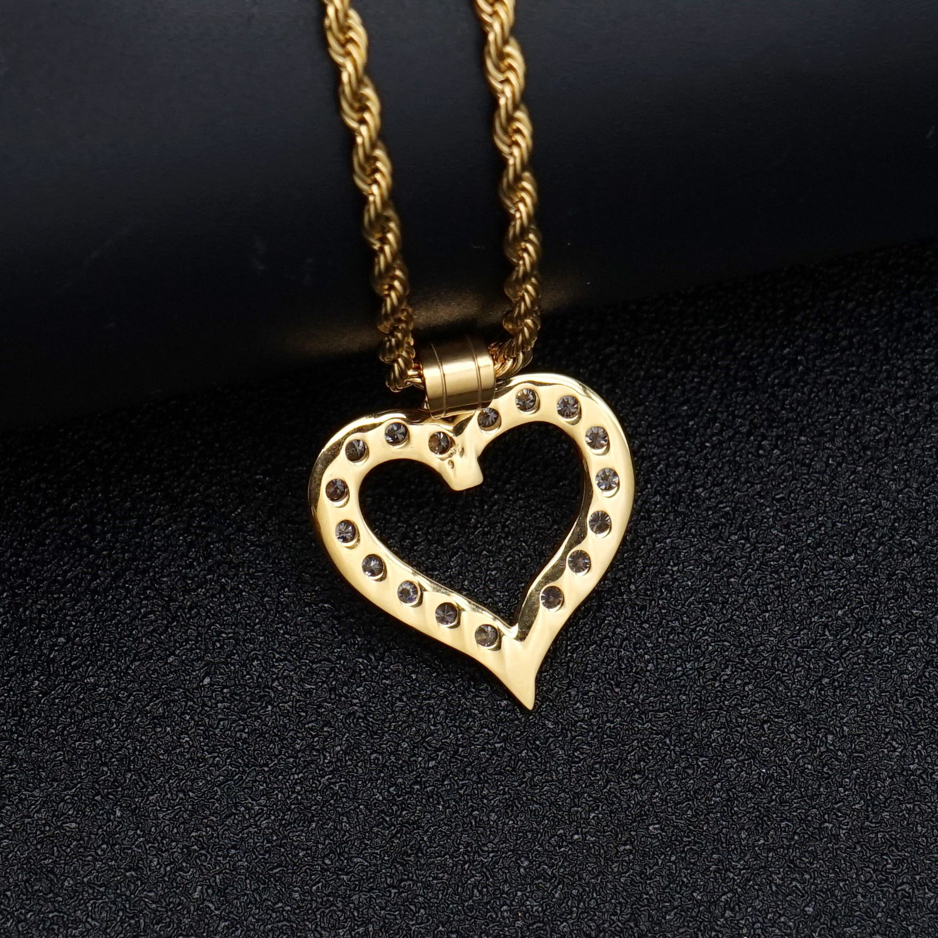 6g Weight Pendant Jewelry Making Type 25*26mm Jewelry Making Size Zircon Inlay Material 1 Piece 25*26mm 316 Stainless Steel  Zircon Heart Shape Pendant