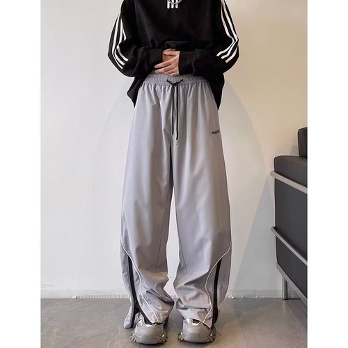 Men's Spring and Autumn 2025 Loose Casual Long Pants American Street Style Performance Wide Leg Sport Pants Trend