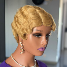 Blonde Human hair finger wave wig˰lCƼٰl^ךW