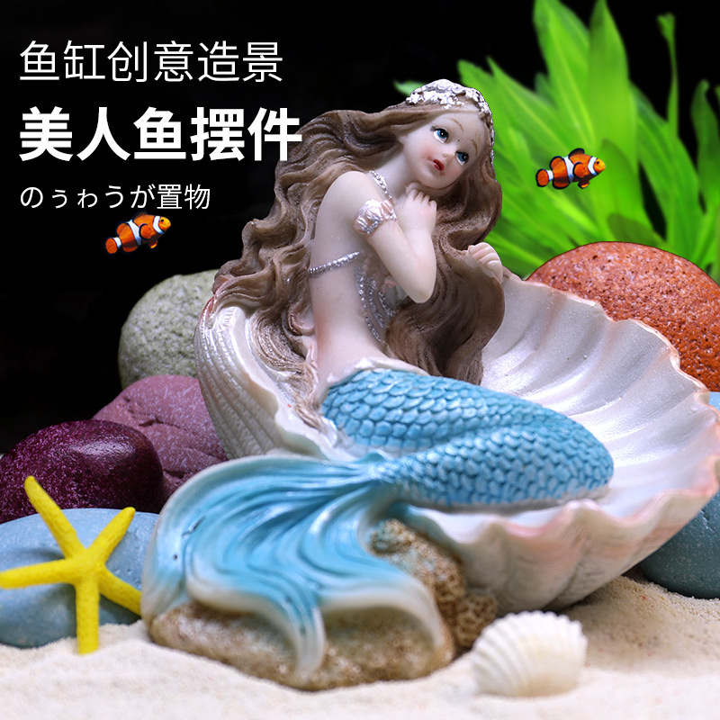 Pecera paisaje sirena rocalla decoración planta de agua resina salón acuario simulación paquete coral combinación