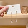 Retro fashionable small earrings with tassels, design silver needle, wholesale