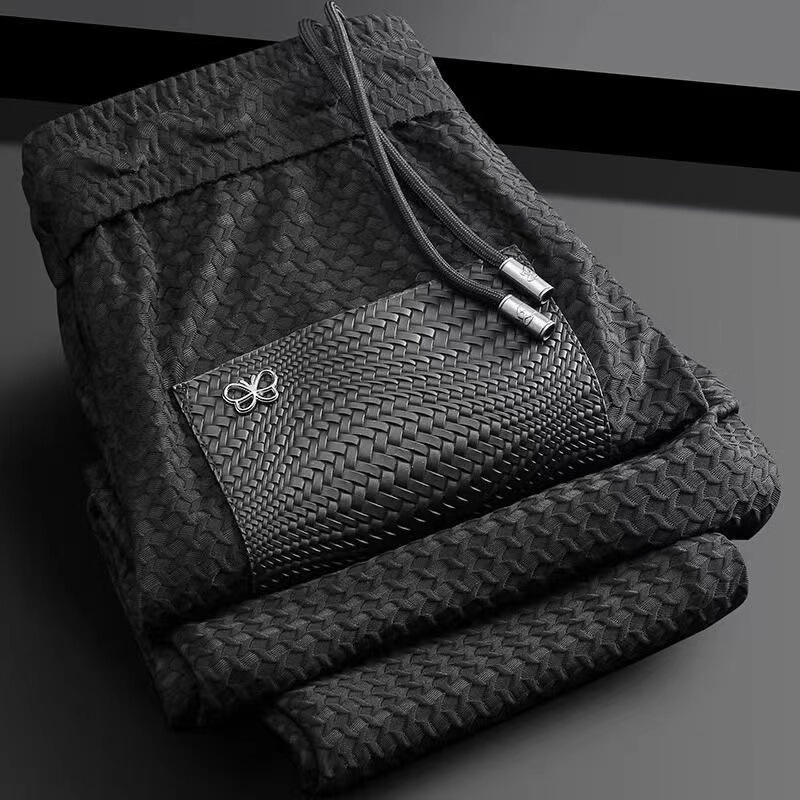 Light Luxury Summer Thin Ice Silk Pants Men's Slim-fit Leg Butterfly All-match European Goods Air Conditioning Casual Pants Sweat Pants for Men