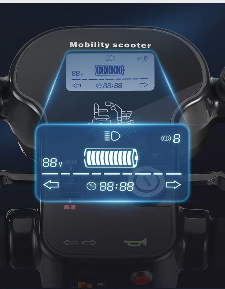 Electric Four-Wheeler for the Elderly, Household Dual-Seater Mobility Scooter for Disabled People, Foldable Small Electric Vehicle