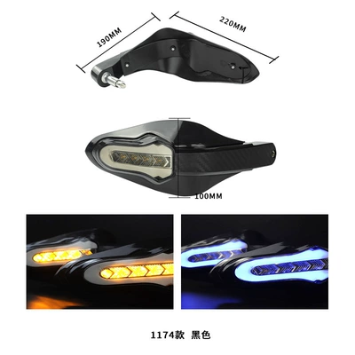 Cross-Border Motorcycle Off-Road Vehicle Modified Led Handguards, Brake Anti-Fall Handguards with Flowing Turn Signal Lights, Driving Lights, and Bow Guards (Motorcycle Safety Supplies) - black-hand-lamp-yellow-and-blue