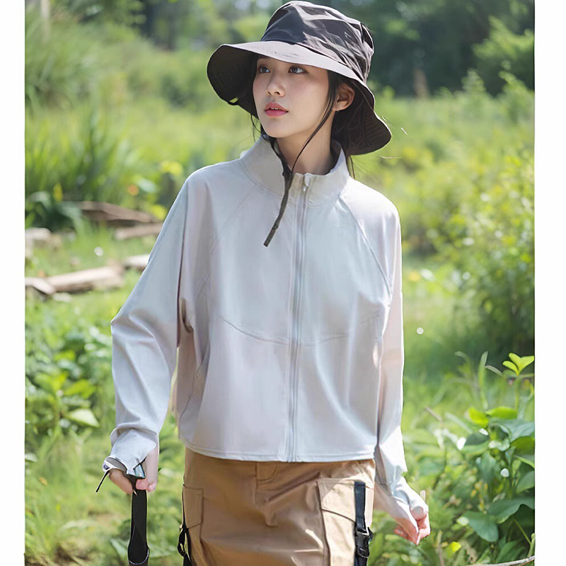 Original Yarn Sunscreen Clothing Hatless Jacket Women's 2025 New Short Vertical Collar Loose All-match Summer UV Protection Sunscreen Clothing
