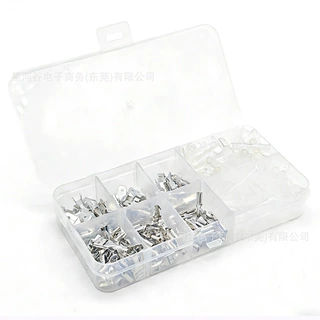 跨境180PCS 黄铜镀锡插簧插片护套冷压对接接线端子2.8/4.8/6.3mm