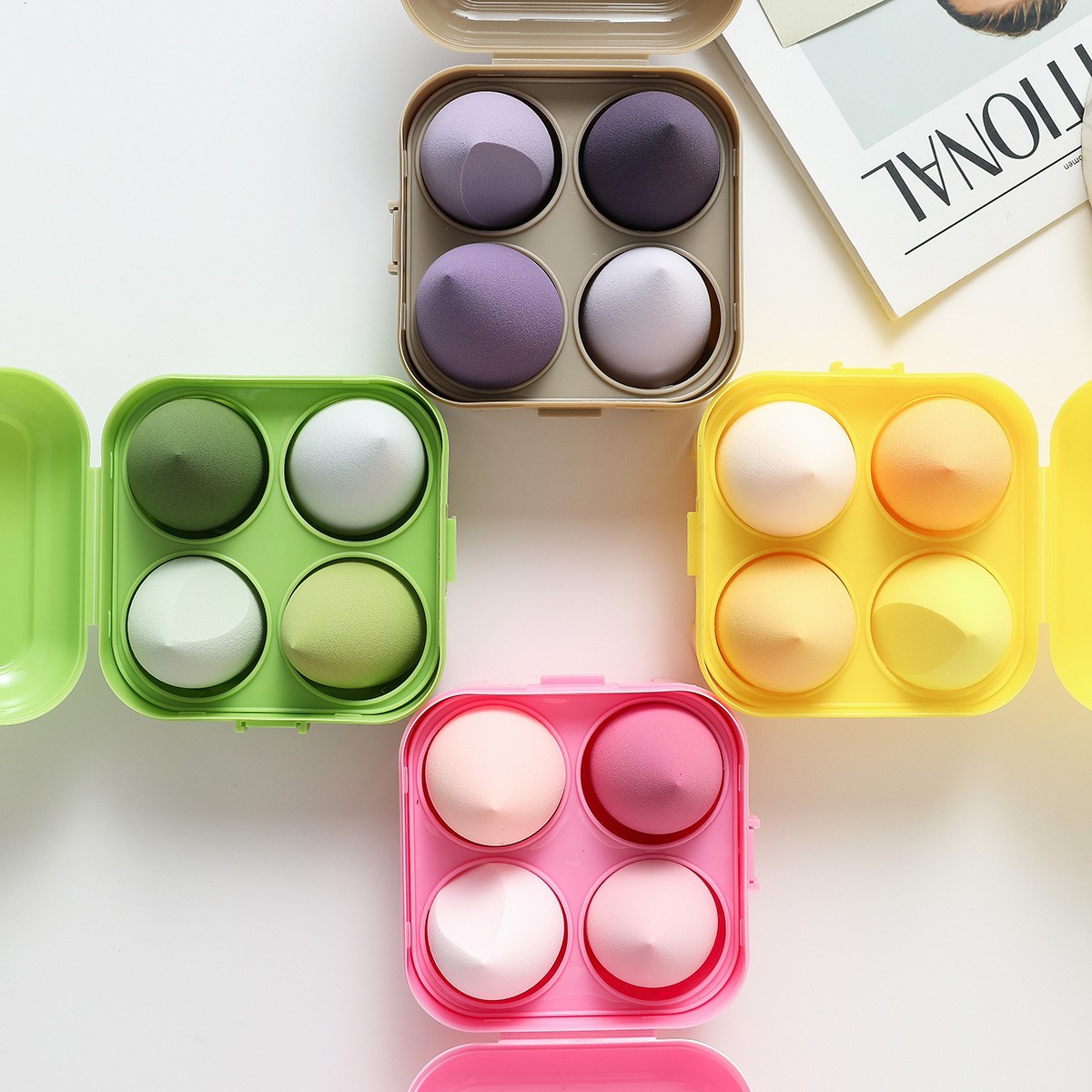 Factory Outlet Floating Bottle Powder Puff 14 Piece Set Powder Puff Gourd Water Drops Slant Cut Powder Puff suit Beauty Egg Makeup Egg