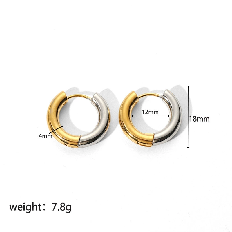 Brand earrings stainless steel, European style, 750 sample gold, gold and silver