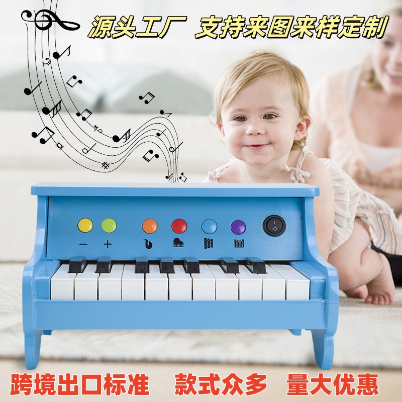 Bolalar uchun zavod tomonidan tayyorlangan mexanik va elektron 18, 25 va 30 tugmachali yog'och mini pianino.