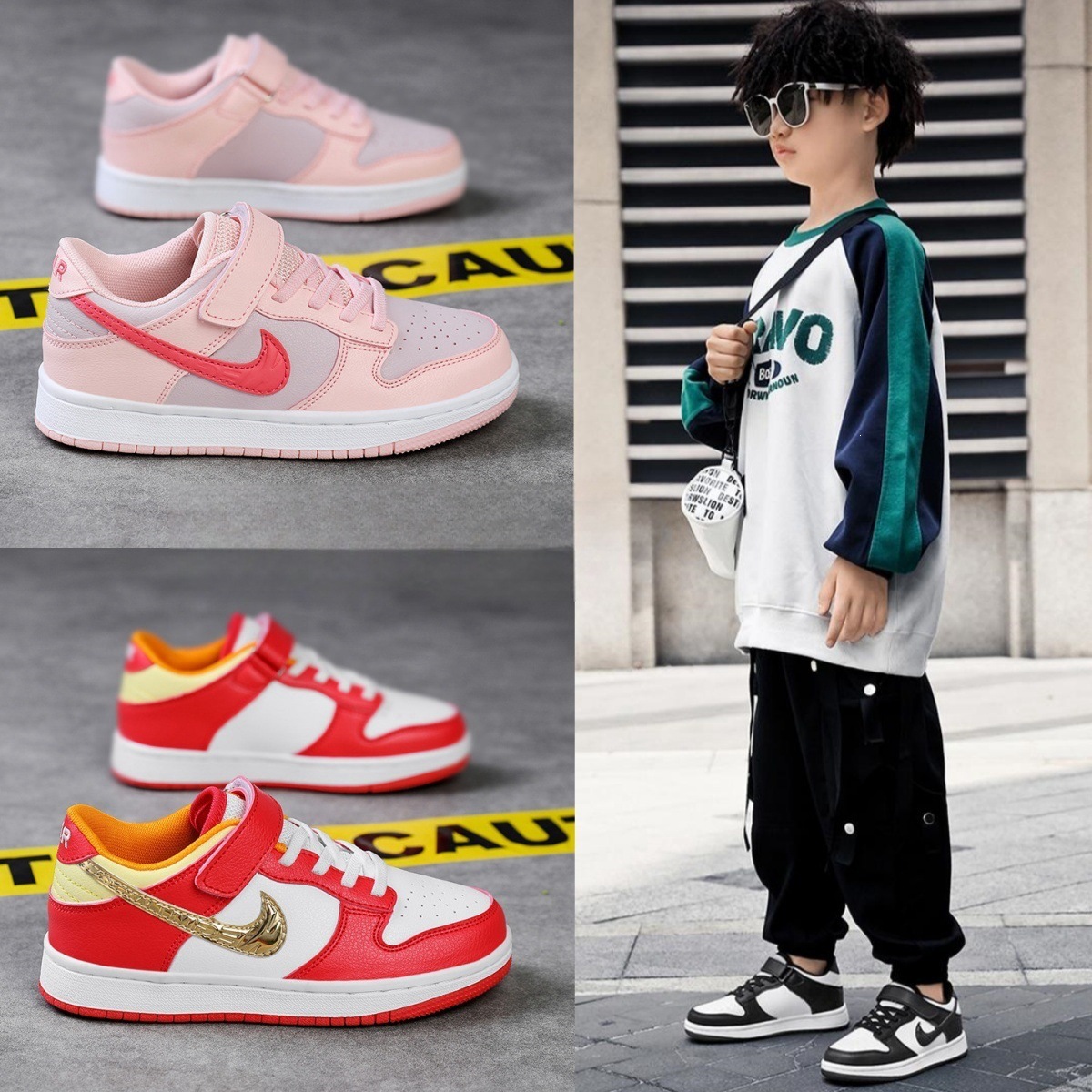 Genuine Putian children's AJ shoes, kids' green apple black and white Dunk sneakers, student boys' shoes, sports shoes for girls and middle school children