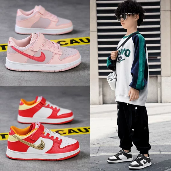 Genuine Putian children's AJ shoes, kids' green apple black and white Dunk sneakers, student boys' shoes, sports shoes for girls and middle school children