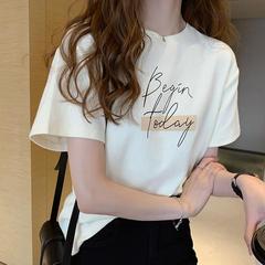 2024 summer new style fashionable printed round neck short-sleeved T-shirt for women loose half-sleeved T-shirt bottoming shirt