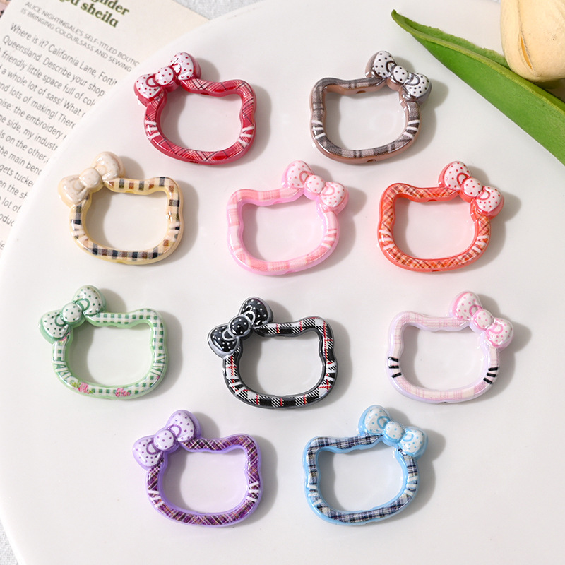 Cute Kt Cat Frame Through-Hole Beads DIY Phone Chain Keychain Pen Accessories Decoration Materials Wholesale Cute Kt Cat Frame Through-Hole Beads DIY Phone Chain Keychain Pen Accessories Decoration Materials Wholesale