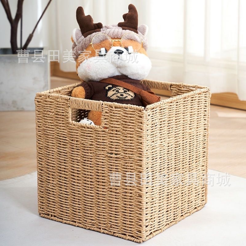 Cesta de lavandería plegable cesta de lavandería cesta de almacenamiento tejida cesta de almacenamiento de artículos diversos dormitorio organización cesta de almacenamiento doméstico