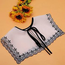 新款欧根纱电脑绣花女装领子订货款跨境专供电商款DIY假领黑白色