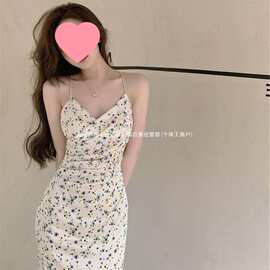性感辣妹长款碎花连衣裙女装夏季半身裙短裙子A字裙长裙子茶歇裙