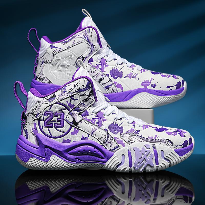 Zapatillas de Baloncesto de Caña Alta para Hombre de Cuero PU y TPR, Antideslizante, para Entrenamientos al Aire Libre image 1