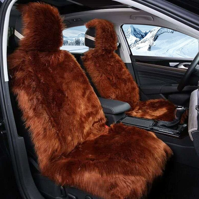 Winter Car Seat Cushion New Imitation Wool Plush Car Seat Cushion with Backrest Universal Seat Cushion Seat Cover Wholesale (Seat cushion, seat cover) - imitation-wool-brown-car-alone