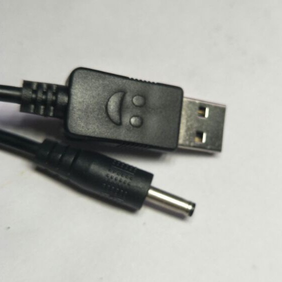 USB笑脸充电线手电筒充电线 USB指示灯3.5插口18650充电线