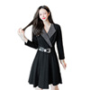 Real photo 2021 spring Korean new high-end temperament dress high waist slim commuter slim celebrity little black dress