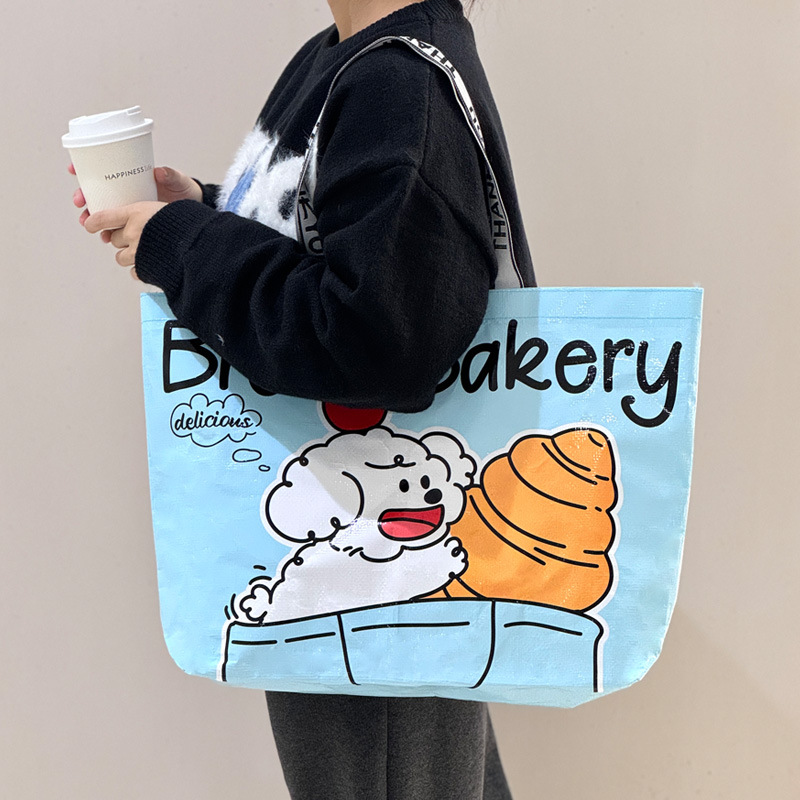 网红编织袋大容量蛇皮手提袋烘焙面包店展会开业活动显眼包印logo