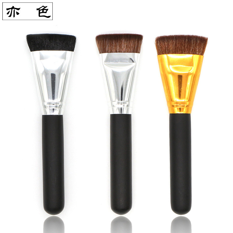 Also color single makeup brush flat foundation brush black wooden handle contour repair brush convenient beauty tools