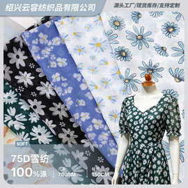 轻薄飘逸女装裙子睡衣DIY布料源头工厂75D雪纺数码印花梭织布批发