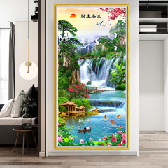 IYR7 Entrance Self-Adhesive Decorative Wall Sticker, Hallway Corridor Landscape Vertical Style, Waterproof Chinese Style Wall Paper