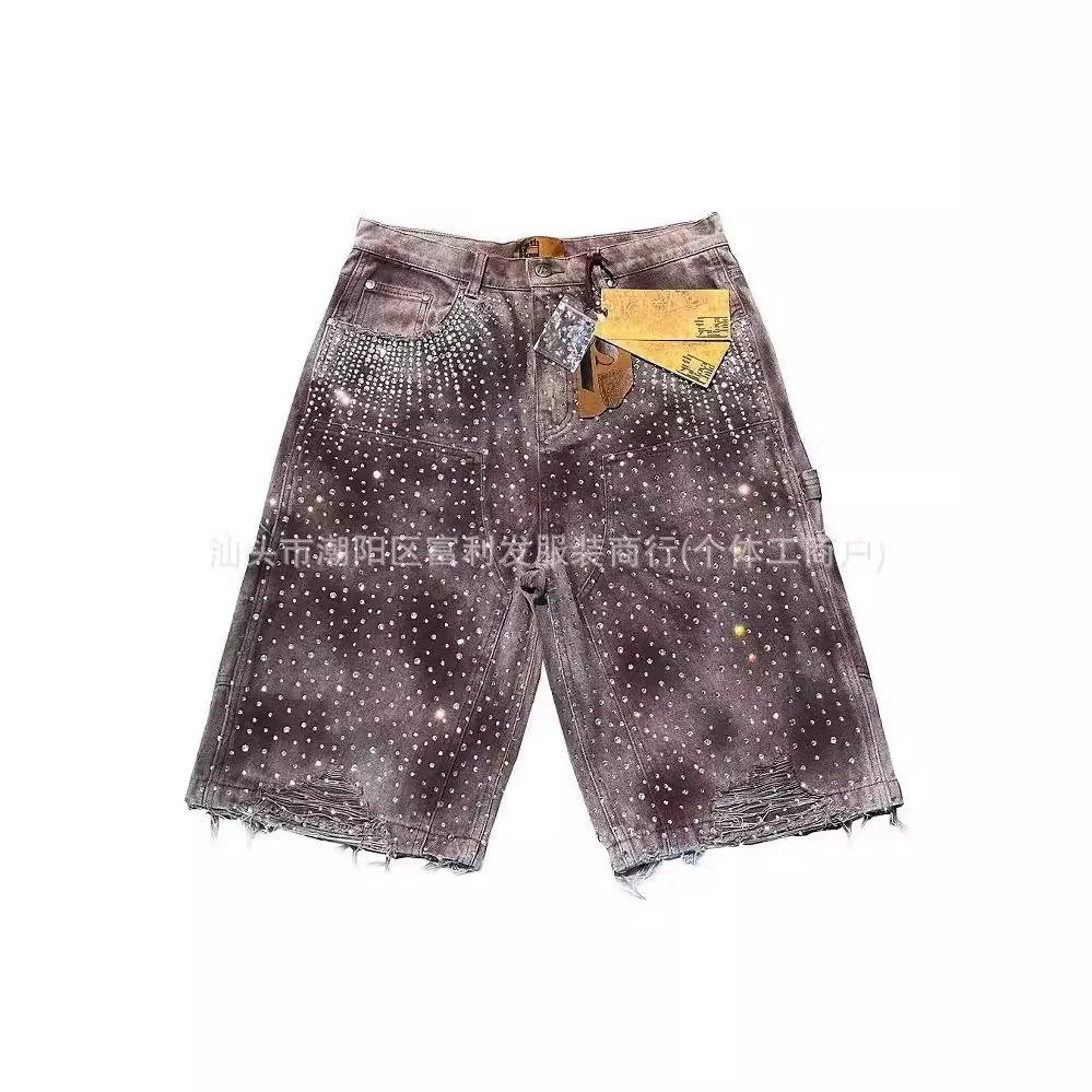 Летние новые дырки джинсовые шорты для мужчин и женщин прилив 2024 новые прямые дроидные ретро-шорты