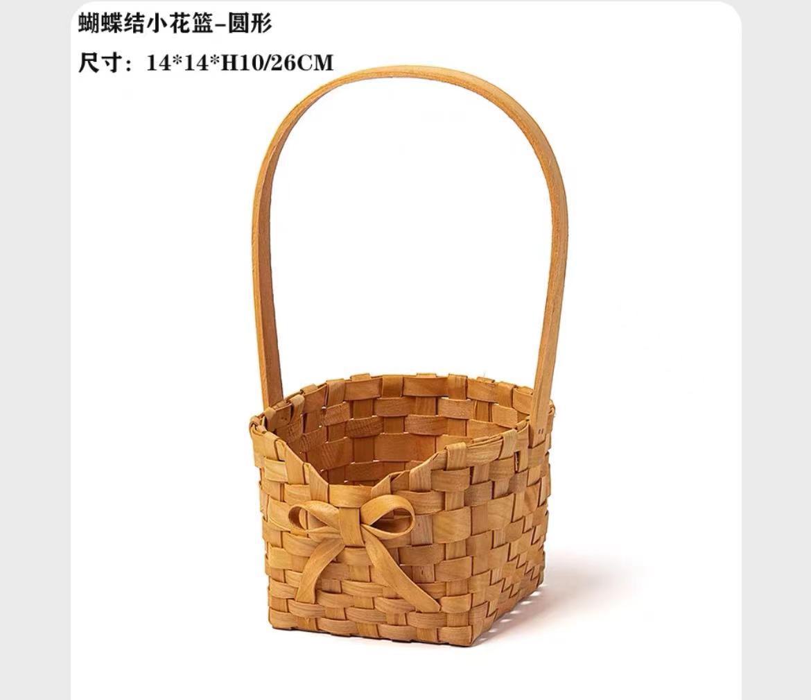 38 bowknot cesta de flores de madera cesta de flores decoración del hogar cesta de flores redonda pequeña cesta de flores sala de estar