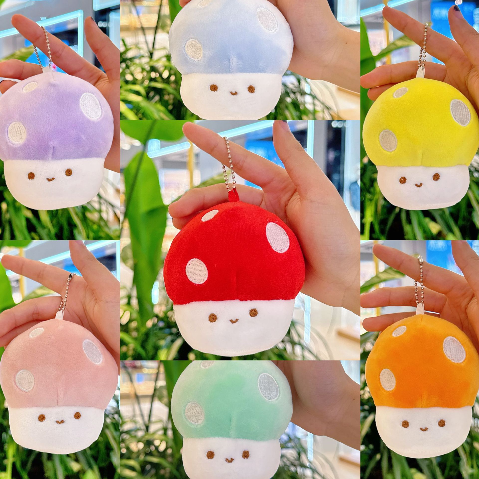 Muñeco de peluche con llavero de seta para celebración de bodas, regalo de bolsa ciega.