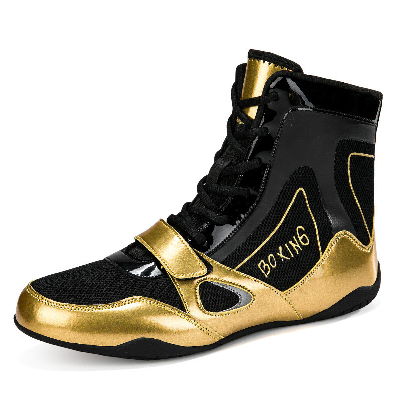 Factory Direct Sales Cross-Border New High-Top Breathable Anti-Slip Wrestling Shoes Fighting Training Lightweight Wear-Resistant Boxing Shoes