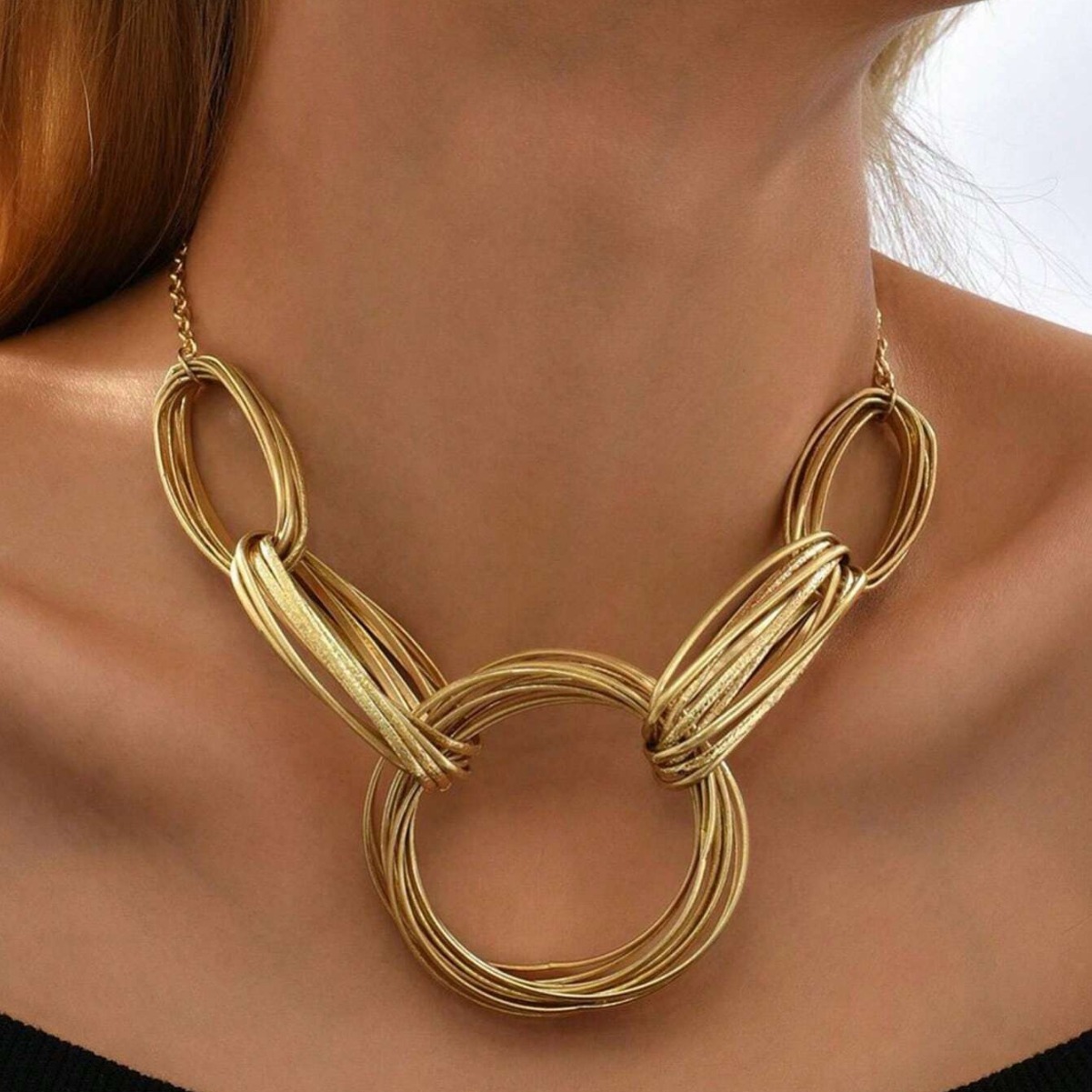 Pendant Necklace Classification Iron Chain Material Exaggerated Punk Geometric Iron Cable Chain Pendant Necklaces Wholesale