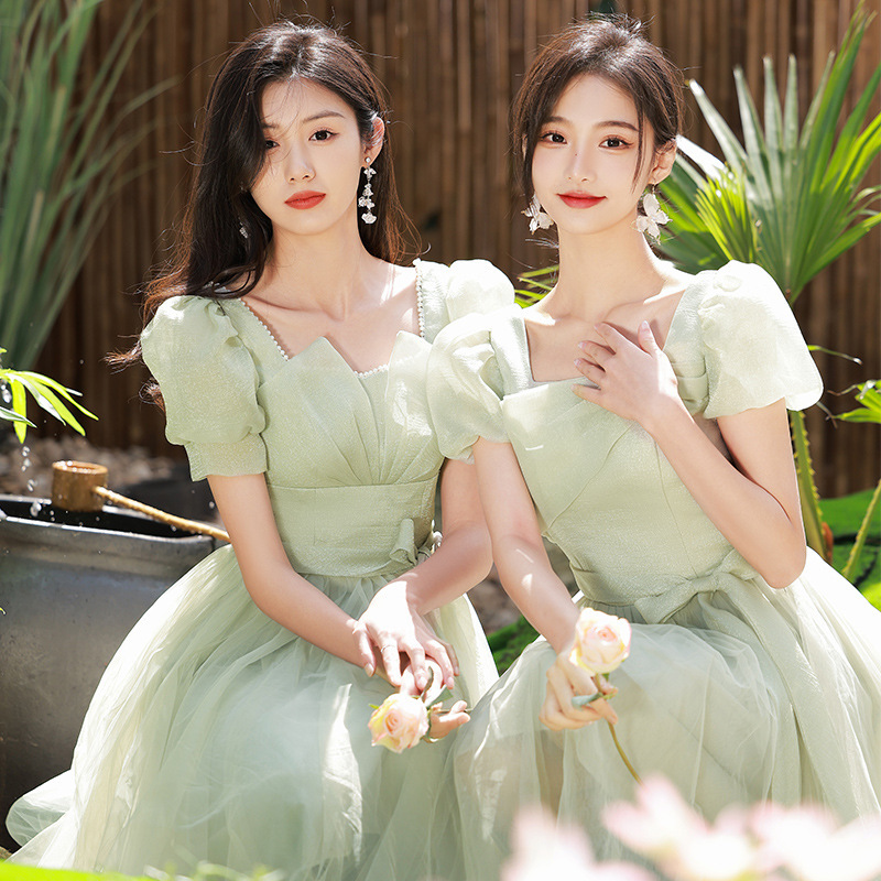 Forest Style Bridesmaid Dresses New Model Student Graduation Season Dresses Female Best Friend Dresses Sister Group Mid-Length 2025 Evening Dresses Long Style
