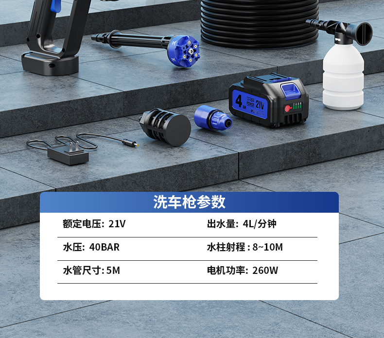 Cross-Border Car Wash High-Pressure Water Gun Portable Wireless Car Wash Machine Brushless Household Car Cleaning Tool Lithium Battery Magic Tool