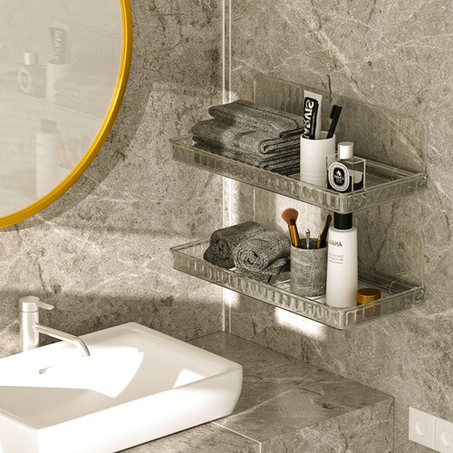 Overflow bathroom wall-mounted storage rack bathroom punch-free foldable cosmetics storage shelf on the washbasin