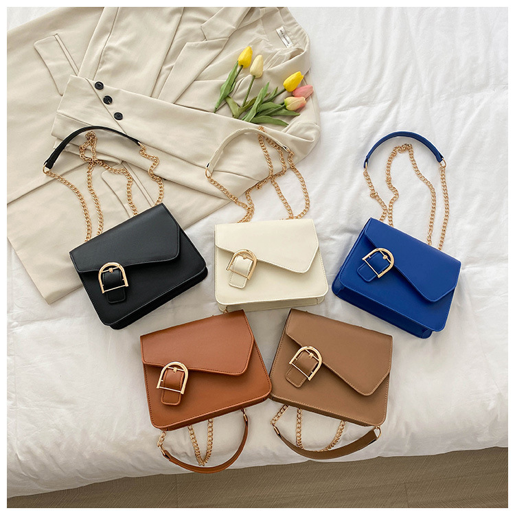 Women's Medium Pu Leather Solid Color Streetwear Square Lock Clasp Square Bag display picture 12
