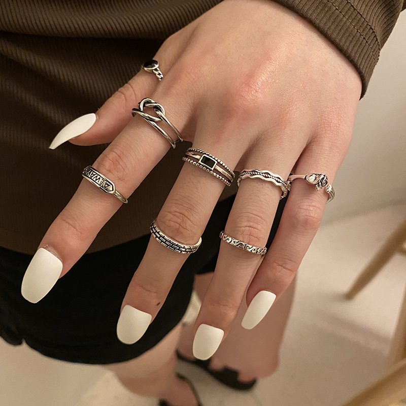 Retro ethnic vintage letter ring for women, creative trendsetter accessory, street style jewelry, party girl gifts